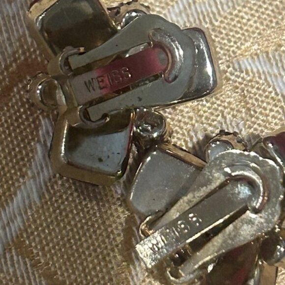 ALBERT WEISS Red AB Rhinestone Cluster EARRINGS - Picture 10 of 10